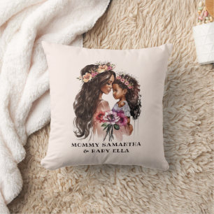 Cojín Decorativo Hermosa mamá negra y hija