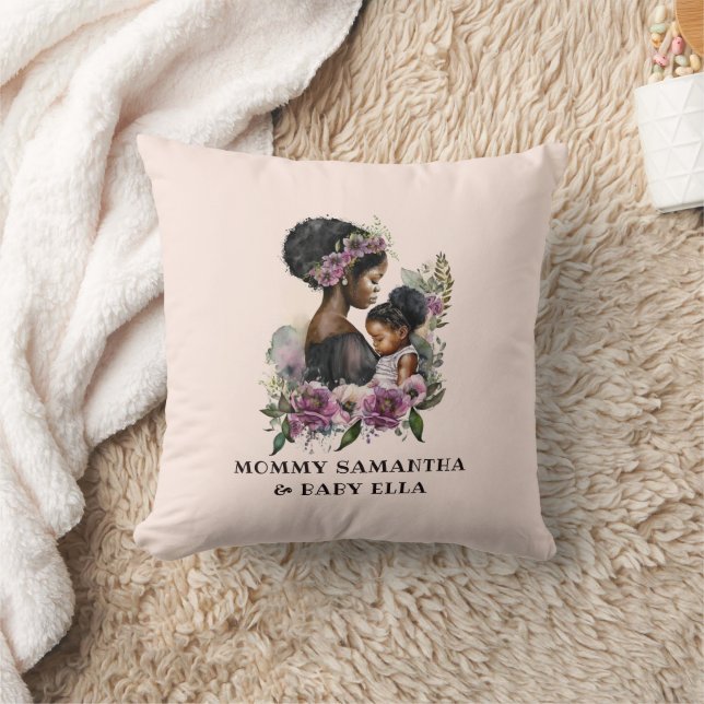 Cojín Decorativo Hermosa mamá y hija negras (6) (Manta)