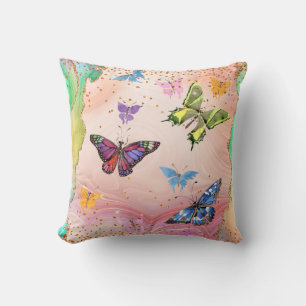 Cojín Decorativo Hermosa mariposa brillante impresa