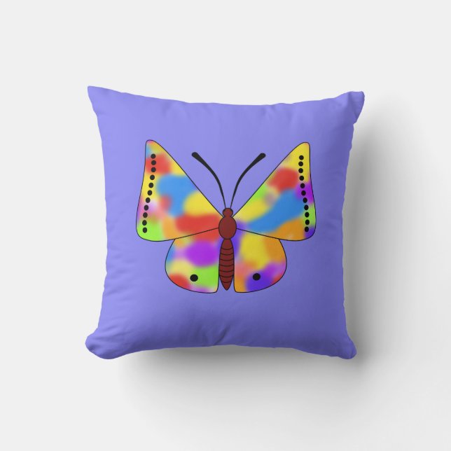 Cojín Decorativo Hermosa mariposa con alas arco iris (Anverso)