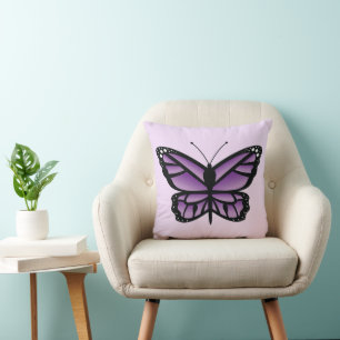 Cojín Decorativo Hermosa Mariposa De Color Púrpura Y Negro De Veran