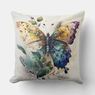 Cojín Decorativo Hermosa mariposa y follaje