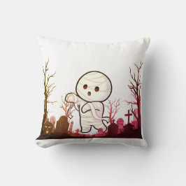 Cojín Decorativo Hermosa momia de Halloween en espeluznante cemente