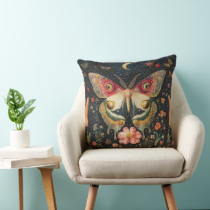 Cojín Decorativo Hermosa Moth Crescent Moon