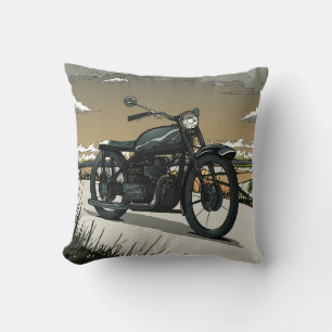 Cojín Decorativo Hermosa motocicleta antigua vintage