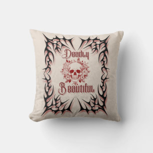 Cojín Decorativo Hermosa Muerte - Floral de calavera gótica