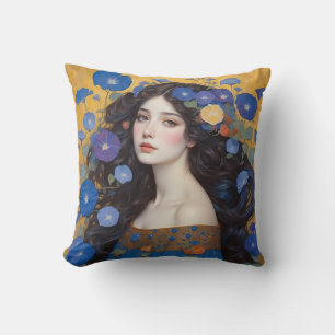 Cojín Decorativo Hermosa Mujer Con Glorias De Mañana