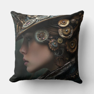 Cojín Decorativo Hermosa mujer Steampunk