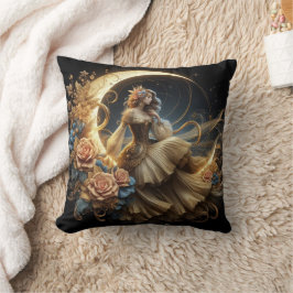 Cojín Decorativo Hermosa mujer Steampunk en la luna