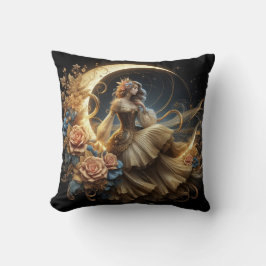 Cojín Decorativo Hermosa mujer Steampunk en la luna
