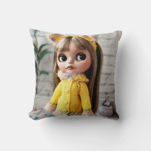 Cojín Decorativo Hermosa muñeca Blythe ojos grandes moda elegante d
