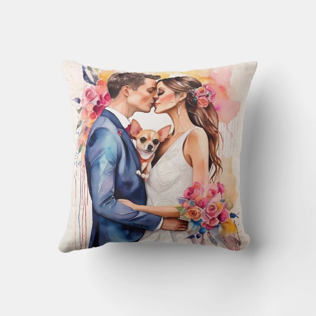Cojín Decorativo Hermosa pareja Boda con una graciosa (Reverso)