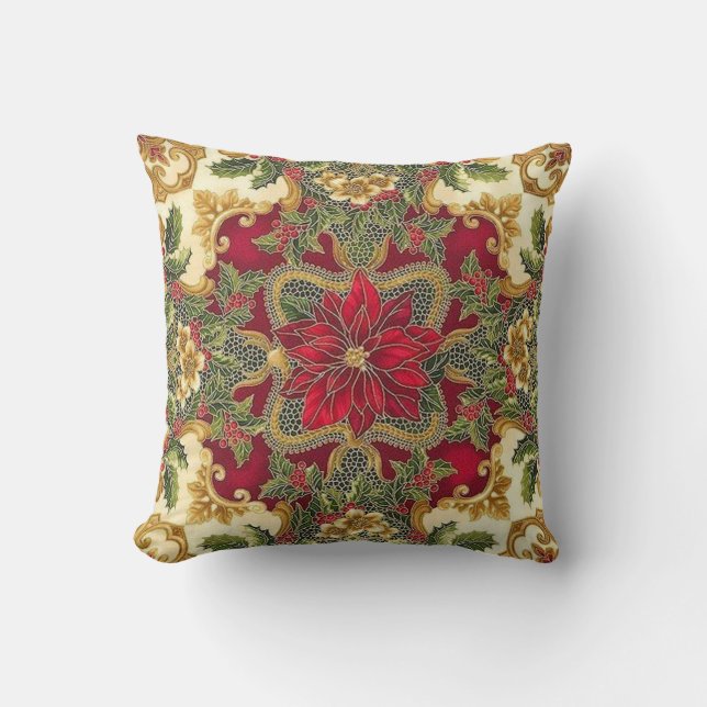 Cojín Decorativo ¡Hermosa Pillow de Poinsettia! (Anverso)