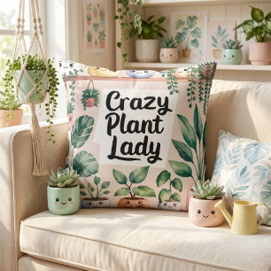 Cojín Decorativo Hermosa Planta Animada en Acuarela
