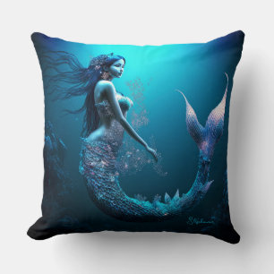 Cojín Decorativo Hermosa sirena azul