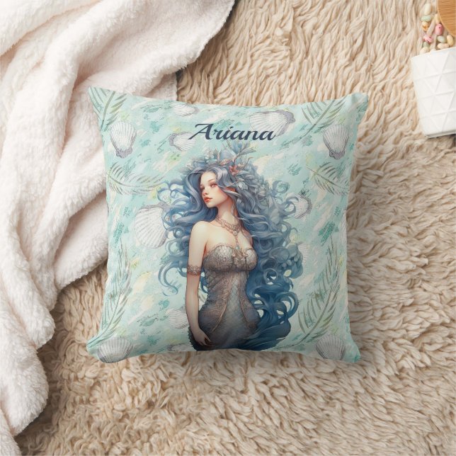 Cojín Decorativo Hermosa sirena azul-haitiana (Manta)
