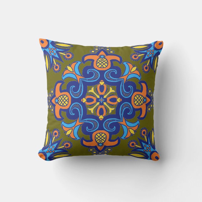 Cojín Decorativo Hermosa Tile Boho Talavera (Anverso)