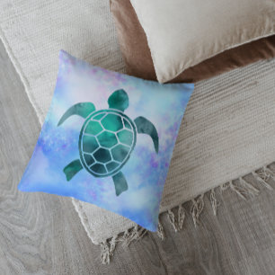 Cojín Decorativo Hermosa tortuga acuarela