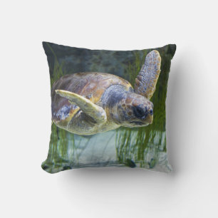 Cojín Decorativo Hermosa Tortuga Marítima Nadando