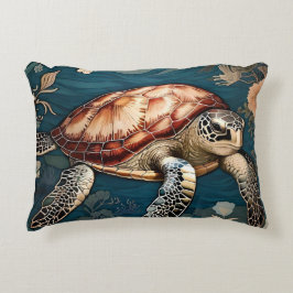 Cojín Decorativo Hermosa tortuga submarina