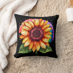 Cojín Decorativo hermosa y elegante huella con girasol