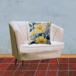 Cojín Decorativo Hermosas flores amarillas y azules