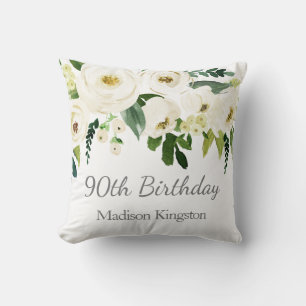 Cojín Decorativo Hermosas flores blancas regalo de cumpleaños 90 mu