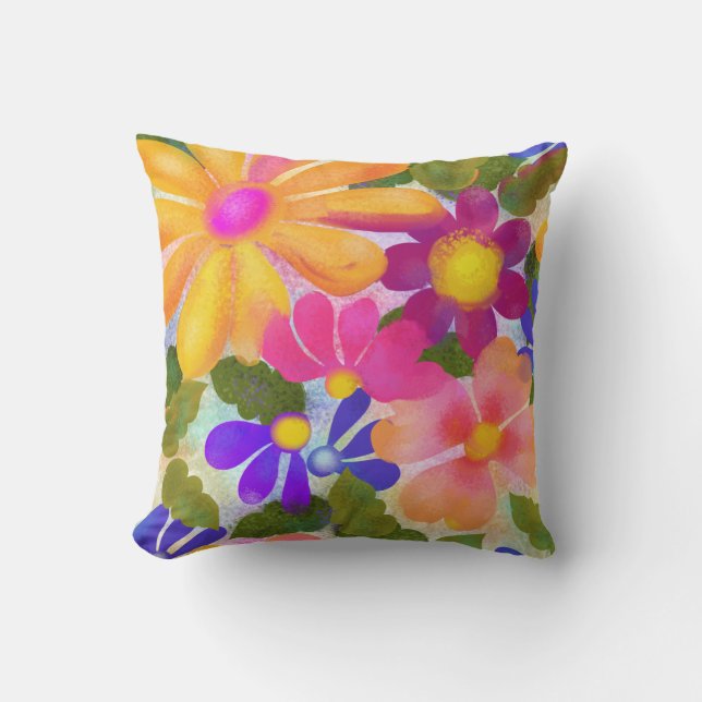 Cojín Decorativo Hermosas flores brillantes (Anverso)