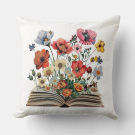 Cojín Decorativo Hermosas Flores De Un Libro Lectores Escritores