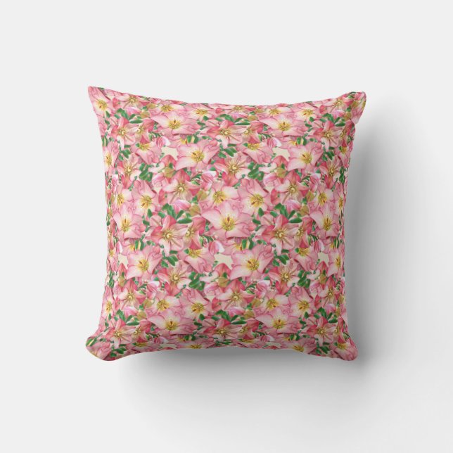 Cojín Decorativo Hermosas flores rosadas (Anverso)