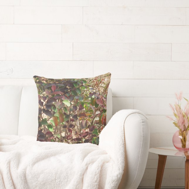 Cojín Decorativo Hermosas hojas rojas verdes pintadas (Sofá)
