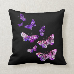 Cojín Decorativo Hermosas mariposas Chicas mariposas púrpura marip