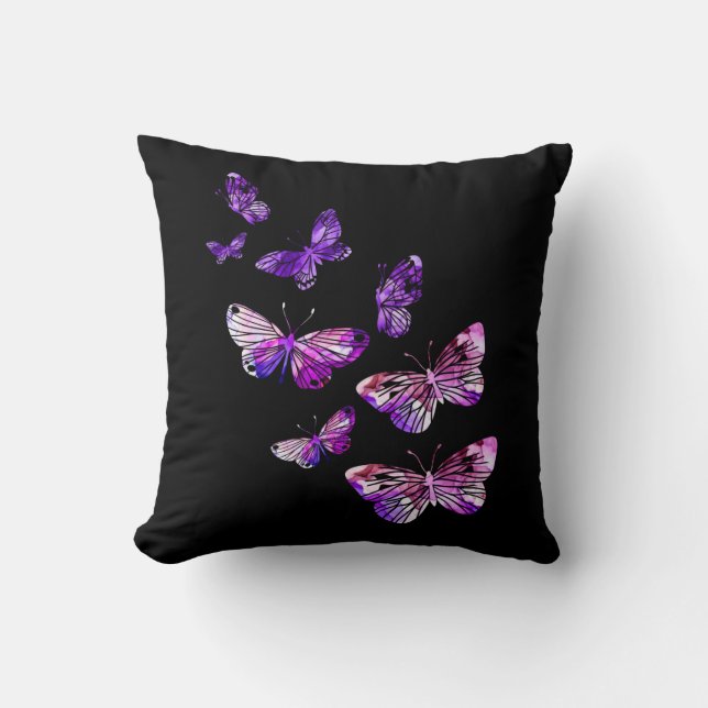 Cojín Decorativo Hermosas mariposas Chicas mariposas púrpura maripo (Anverso)