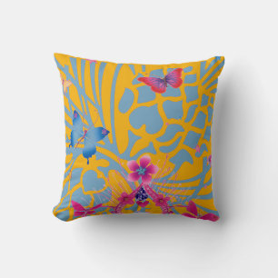 Cojín Decorativo Hermosas Mariposas Femeninas Florales Asombrosas