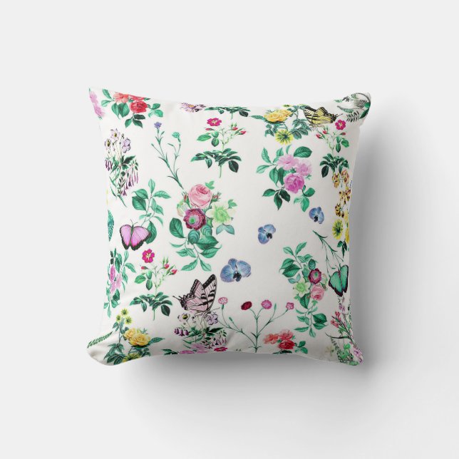 Cojín Decorativo Hermosas Mariposas y Flores (Anverso)