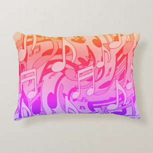 Cojín Decorativo Hermosas Notas Musicales Felices Colores Música An