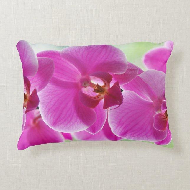 Cojín Decorativo Hermosas orquídeas rosas (Anverso)