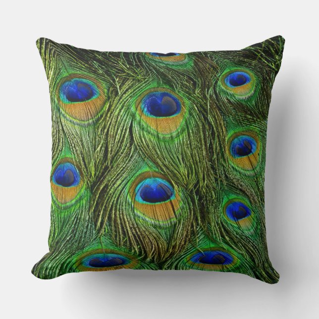 Cojín Decorativo Hermosas plumas de pavo real (Anverso)