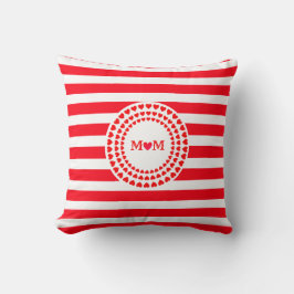 Cojín Decorativo Hermosas rayas rojas y mandala de corazón