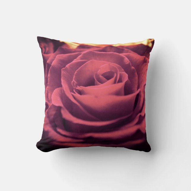 Cojín Decorativo Hermosas rosas rojas rosadas flores foto romántica (Anverso)