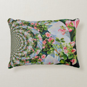 Cojín Decorativo Hermosas rosas rojas rosadas retro acuarela floral