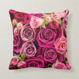 Cojín Decorativo Hermosas Rosas Rojas Y Rosa