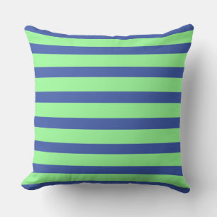 Cojín Decorativo Hermosas y vibrantes rayas de azul cobalto y verde