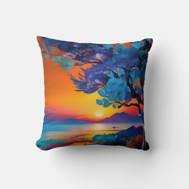 Cojín Decorativo Hermoso amanecer sobre la laguna  (Anverso)