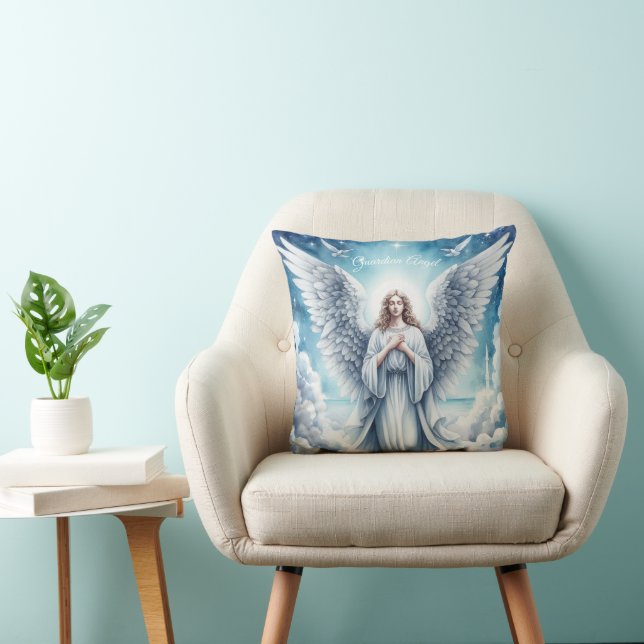 Cojín Decorativo Hermoso Ángel del Guardián Blanco (Silla)