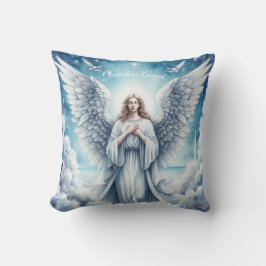 Cojín Decorativo Hermoso Ángel del Guardián Blanco