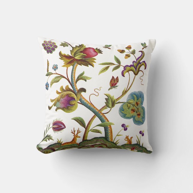 Cojín Decorativo Hermoso Árbol De Vida Embroidería Jacobea (Anverso)