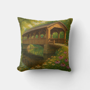 Cojín Decorativo Hermoso arte de puente cubierto de verano
