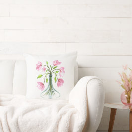 Cojín Decorativo Hermoso Arte Floral Rosa