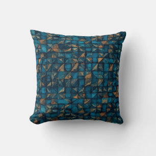 Cojín Decorativo Hermoso aspecto de patchwork en verde azulado oscu